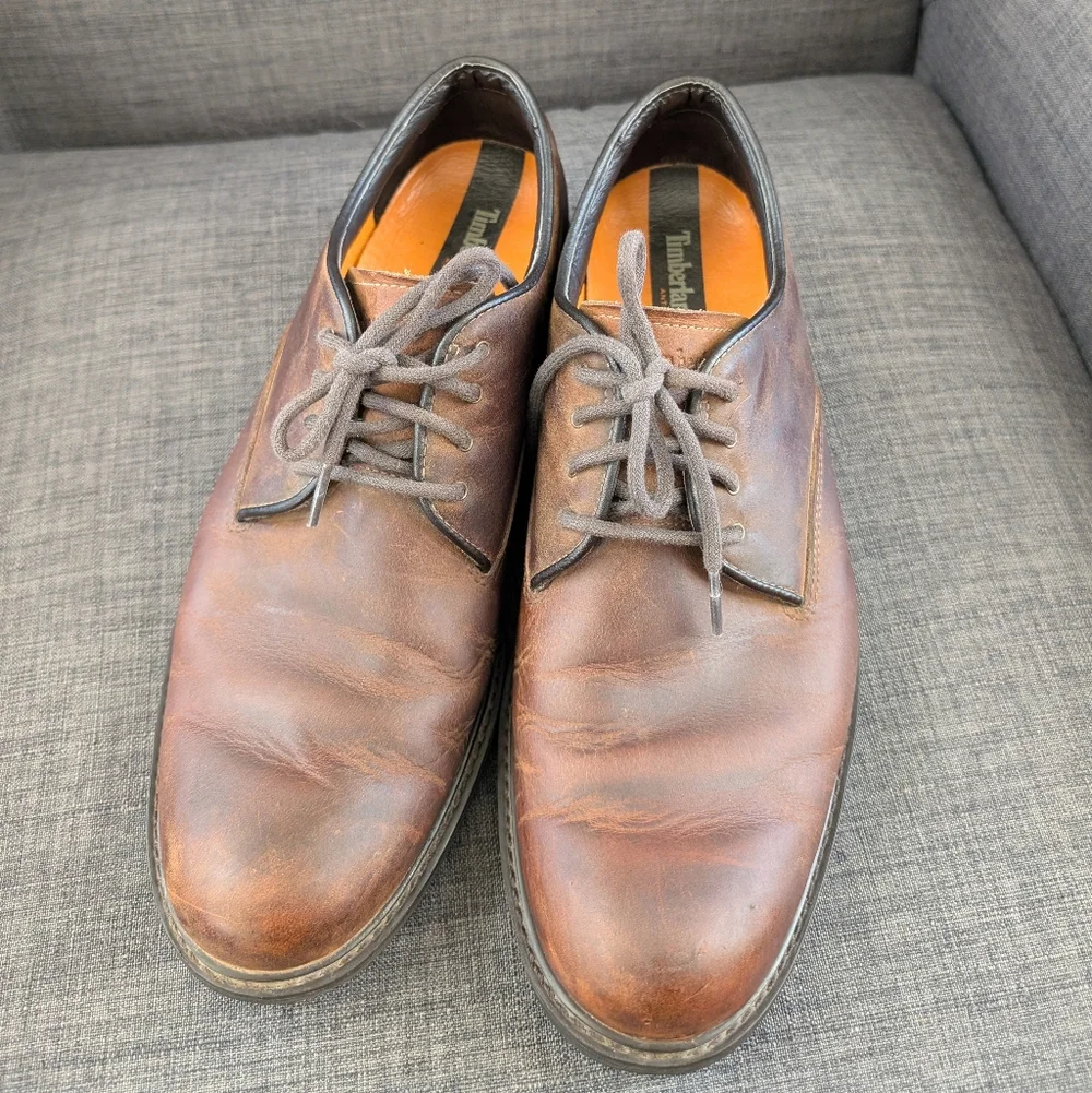 Timberlan Size 9.5 s Men's Brown Leather Shoes / Dress Shoes